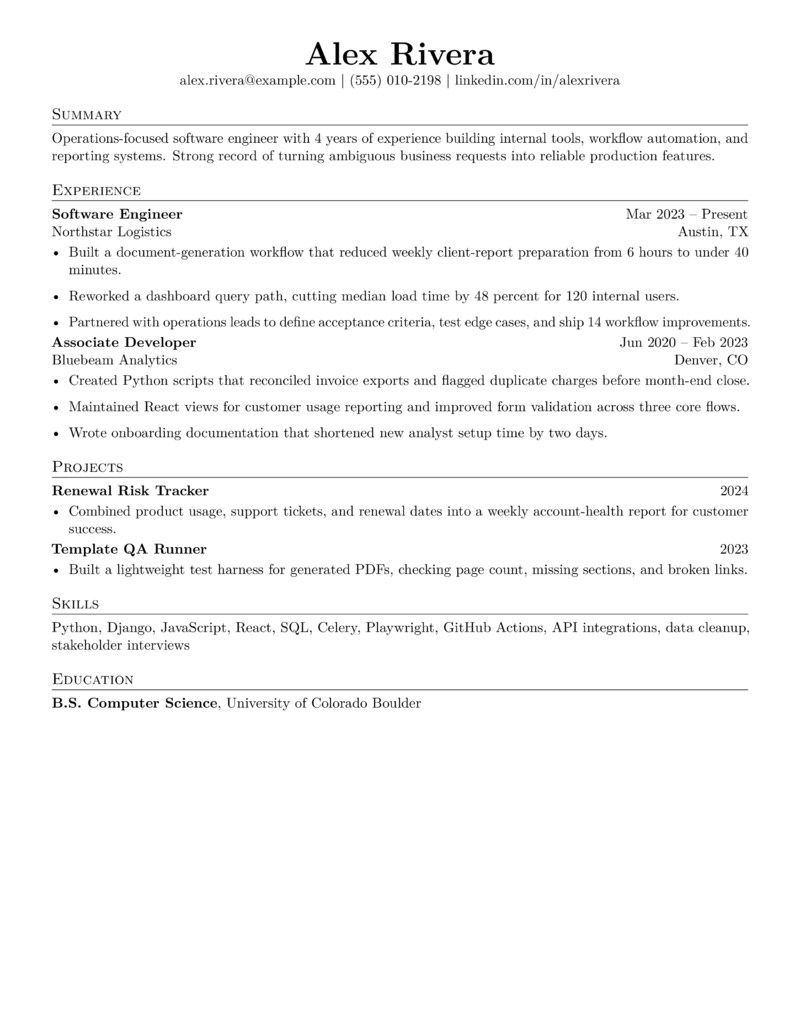 A professional resume generated by GPT2Office